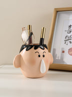 Cute Cartoon Character Pen Holder, Whimsical Desk Organizer for Pens & Small Items