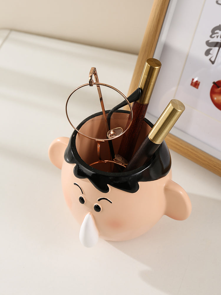 Cute Cartoon Character Pen Holder, Whimsical Desk Organizer for Pens & Small Items