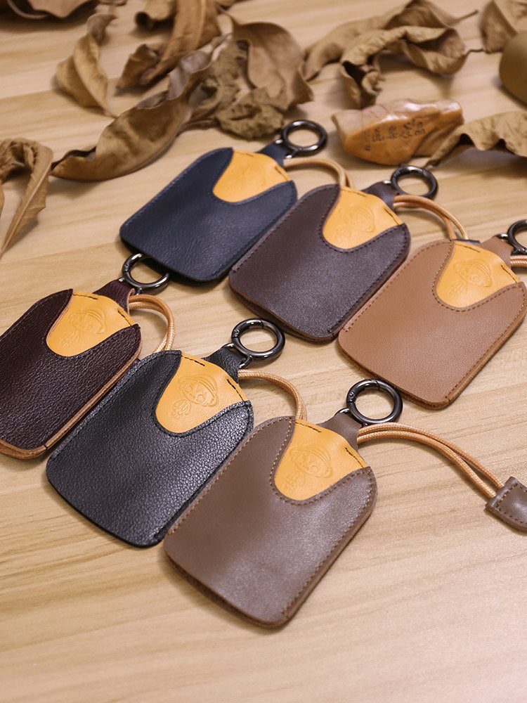 Genuine Leather Pull-Out Car Key Case - Protective Key Holder with Key Ring