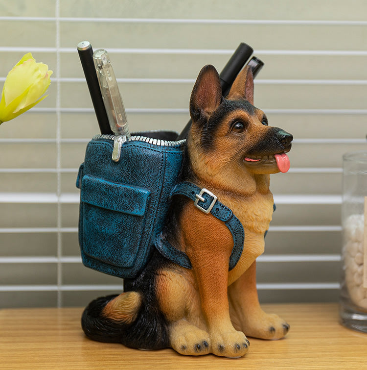 Funny Shepherd Dog Pen Holder,Cute Desk Organizer for Office & Home