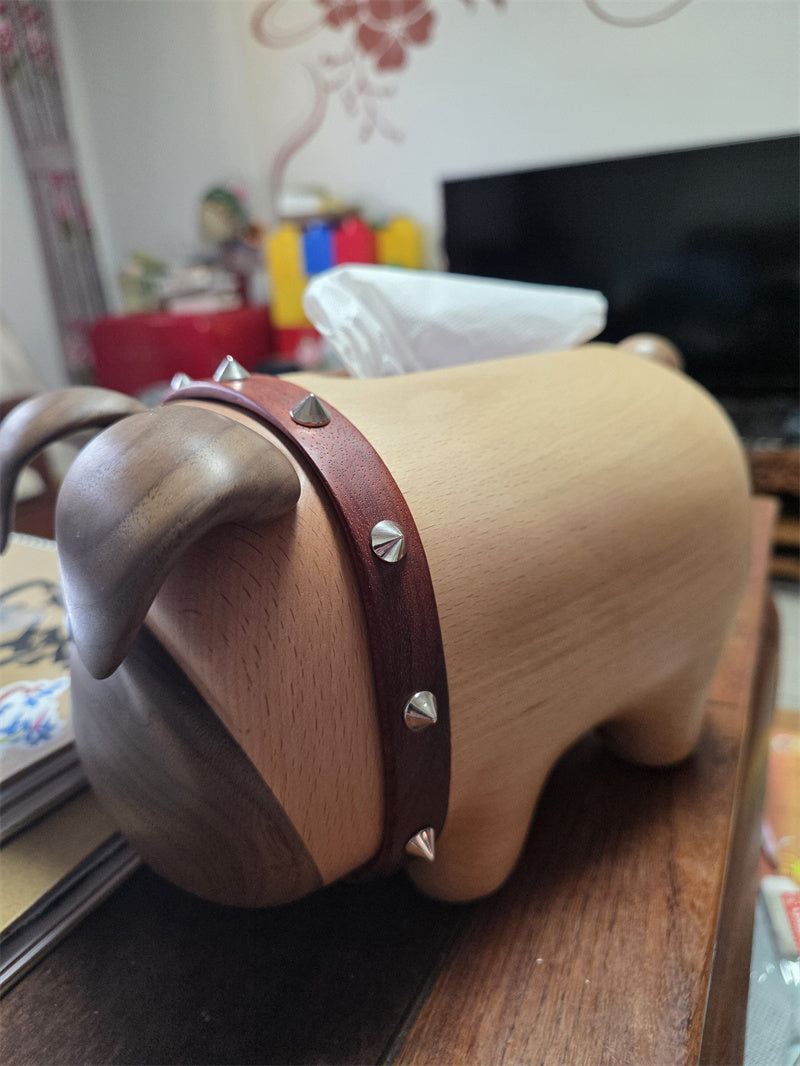 Handcrafted Wooden Bulldog Tissue Box – Decorative Pet-Themed Facial Tissue Dispenser for Home, Office, and Gift-Giving