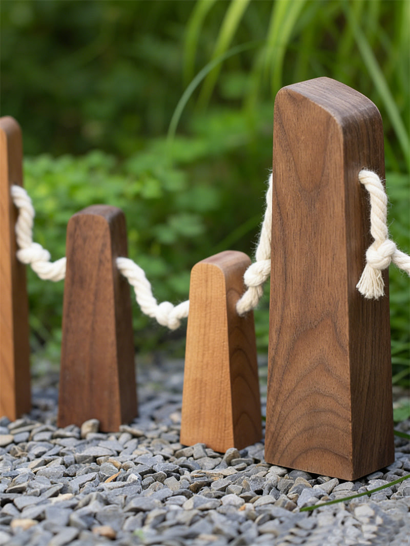 Handcrafted Wooden Family Reunion Art Sculpture – Minimalist Walnut and Beech Figurine Set