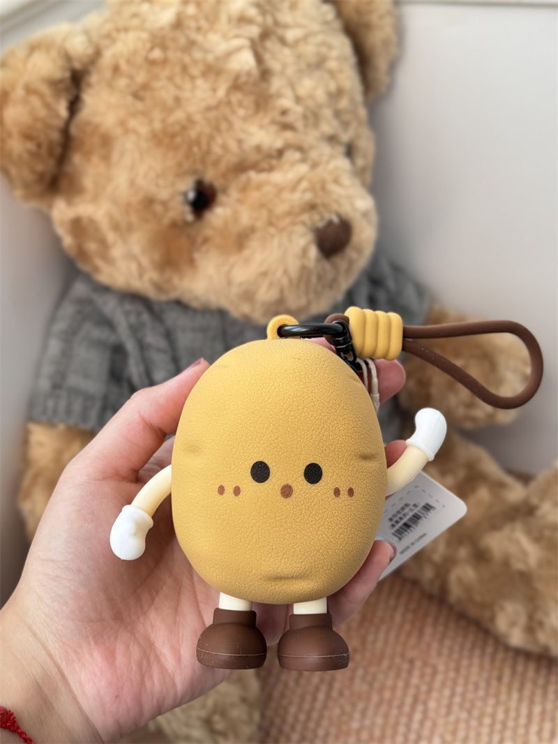 Cute Potato-Shaped Mini Zipper Pouch, Cartoon Potato Keychain Bag, Silicone Coin Purse & Earbud Case