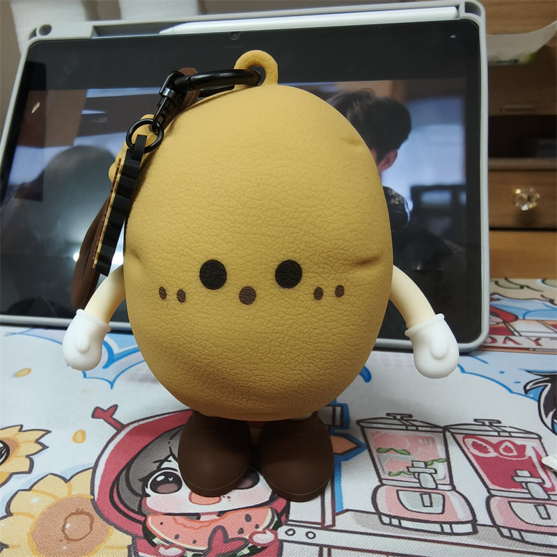Cute Potato-Shaped Mini Zipper Pouch, Cartoon Potato Keychain Bag, Silicone Coin Purse & Earbud Case