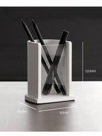 Minimalist Concrete White Pen Holder, Modern Desk Organizer for Pens & Pencils