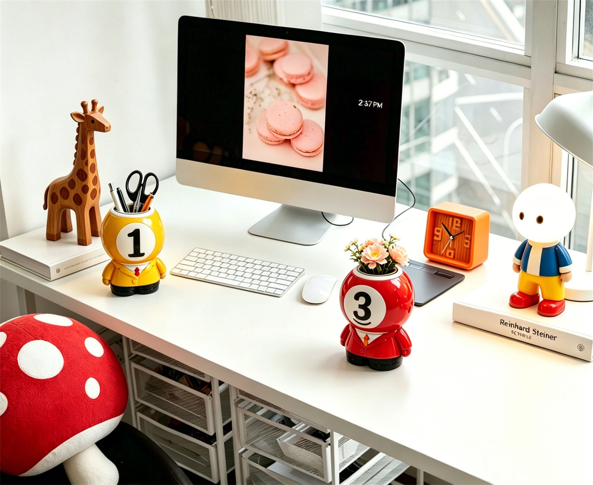 Bright & Cheerful Desk Setup | Colorful Cartoon Decor & Minimalist Workspace