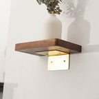 Modern Wooden Floating Shelf with Brass Bracket, Wall - Mounted Display Shelf