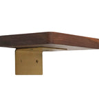 Modern Wooden Floating Shelf with Brass Bracket, Wall - Mounted Display Shelf