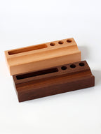Wooden Desk Organizer with Pen Holders and Card Slot, Multi - Compartment Desktop Storage