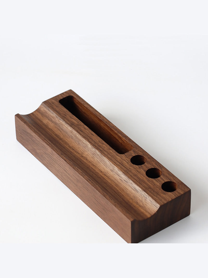 Wooden Desk Organizer with Pen Holders and Card Slot, Multi - Compartment Desktop Storage