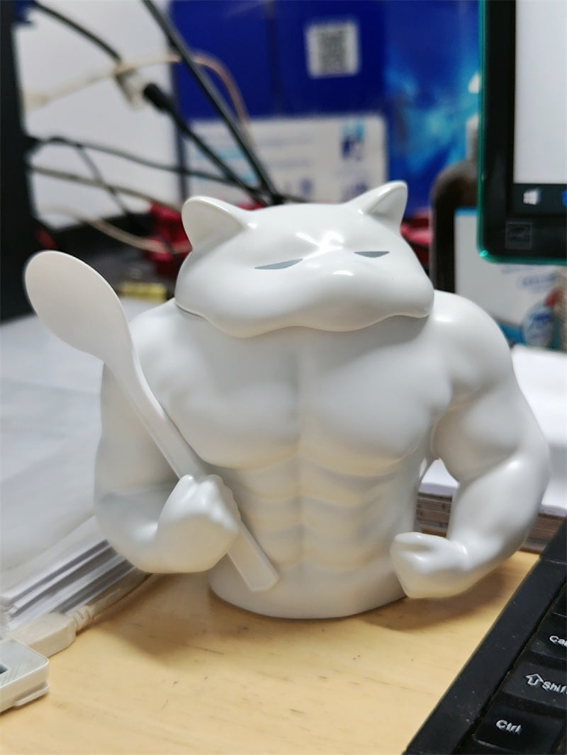 Muscular Dog & Human - Shaped Ceramic Mugs/Pen Holders, Novelty Desk Organizers