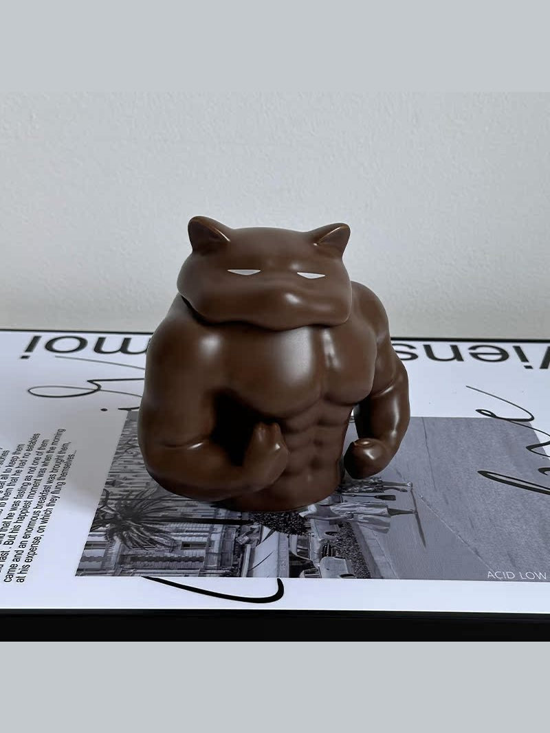 Muscular Dog & Human - Shaped Ceramic Mugs/Pen Holders, Novelty Desk Organizers