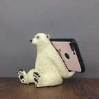 Cute Resin Polar Bear Phone & iPad Stand, Animal - Shaped Tablet and Cell Phone Holder