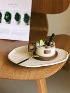 Ribbed Glass Coffee Mug with Wooden Handle and Coaster Set, Stylish Drinkware for Home