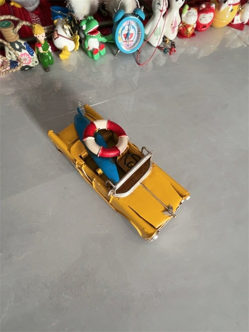 Vintage 1920s Artisan Model Car – Hand-Painted Metal Classic Convertible – Nostalgic Desktop Decor & Collectible Gift for Car Enthusiasts