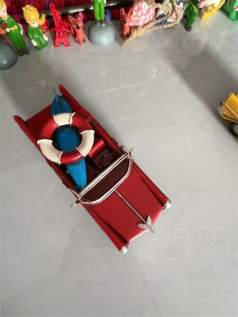 Vintage 1920s Artisan Model Car – Hand-Painted Metal Classic Convertible – Nostalgic Desktop Decor & Collectible Gift for Car Enthusiasts
