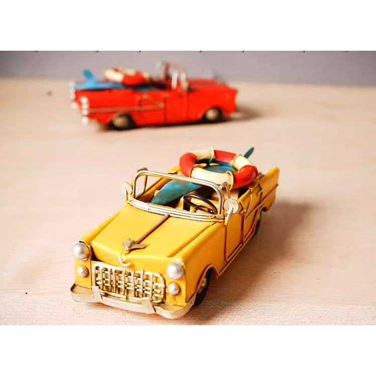 Vintage 1920s Artisan Model Car – Hand-Painted Metal Classic Convertible – Nostalgic Desktop Decor & Collectible Gift for Car Enthusiasts