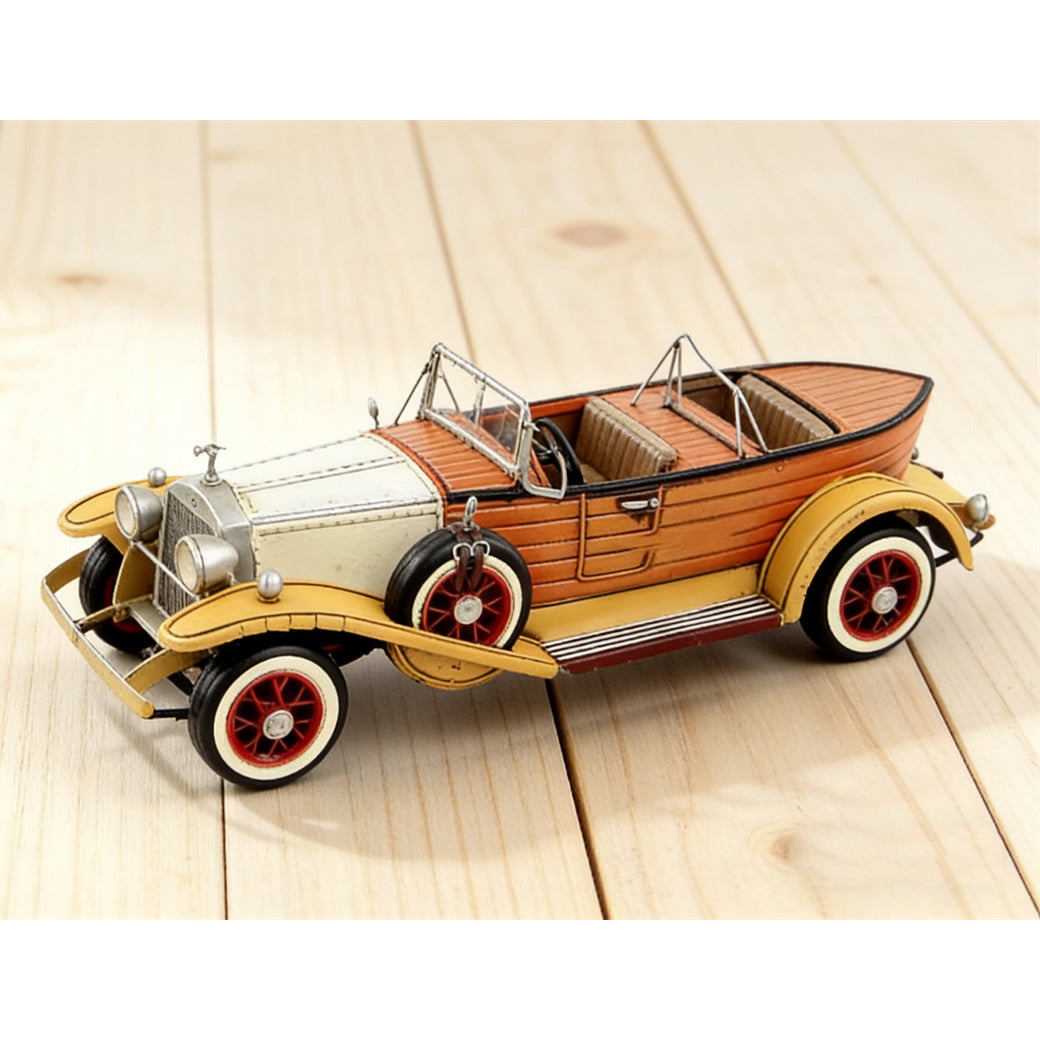 Vintage 1920s Retro Model Car Figurine – Handcrafted Iron Classic Roadster – Nostalgic Desktop Ornament & Collectible Antique-Style Home Gift