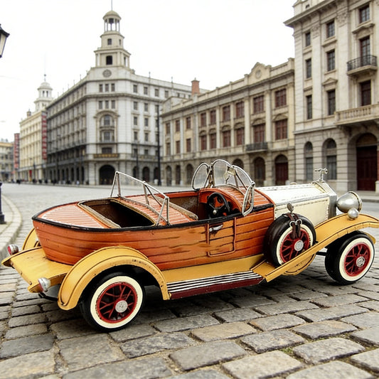 Vintage 1920s Retro Model Car Figurine – Handcrafted Iron Classic Roadster – Nostalgic Desktop Ornament & Collectible Antique-Style Home Gift