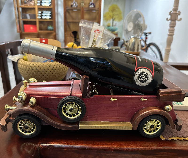 Vintage Car - Shaped Wine Bottle Holder, Decorative Wooden Wine Rack