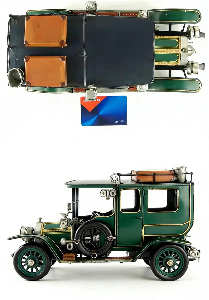 Vintage Classic Car Model - Handmade Iron Retro Automobile Decorative Figurine (Red/Green)