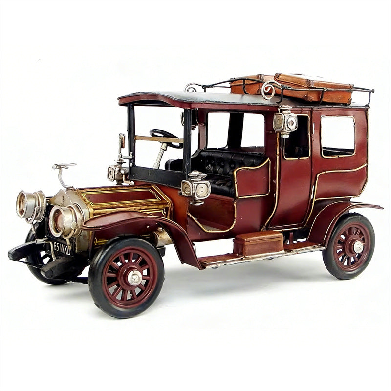 Vintage Classic Car Model - Handmade Iron Retro Automobile Decorative Figurine (Red/Green)