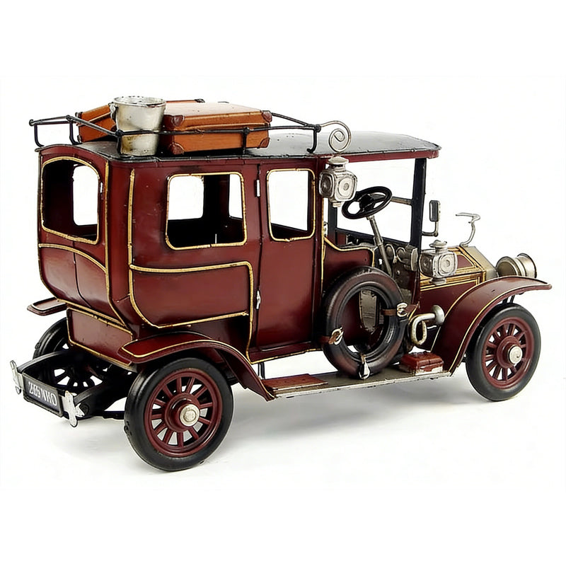 Vintage Classic Car Model - Handmade Iron Retro Automobile Decorative Figurine (Red/Green)