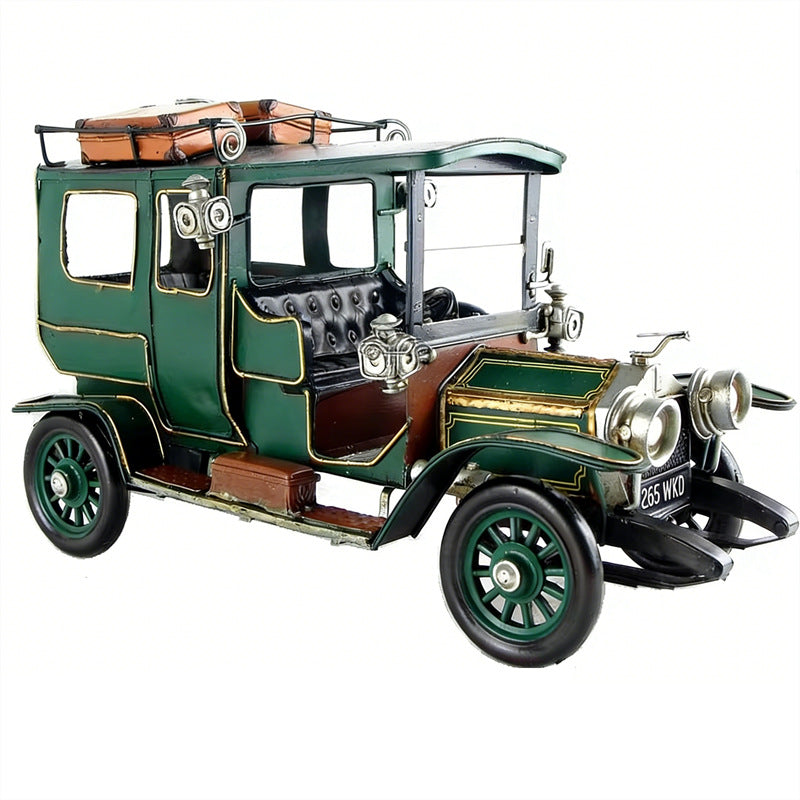 Vintage Classic Car Model - Handmade Iron Retro Automobile Decorative Figurine (Red/Green)