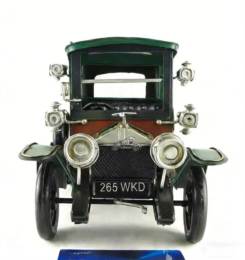 Vintage Classic Car Model - Handmade Iron Retro Automobile Decorative Figurine (Red/Green)