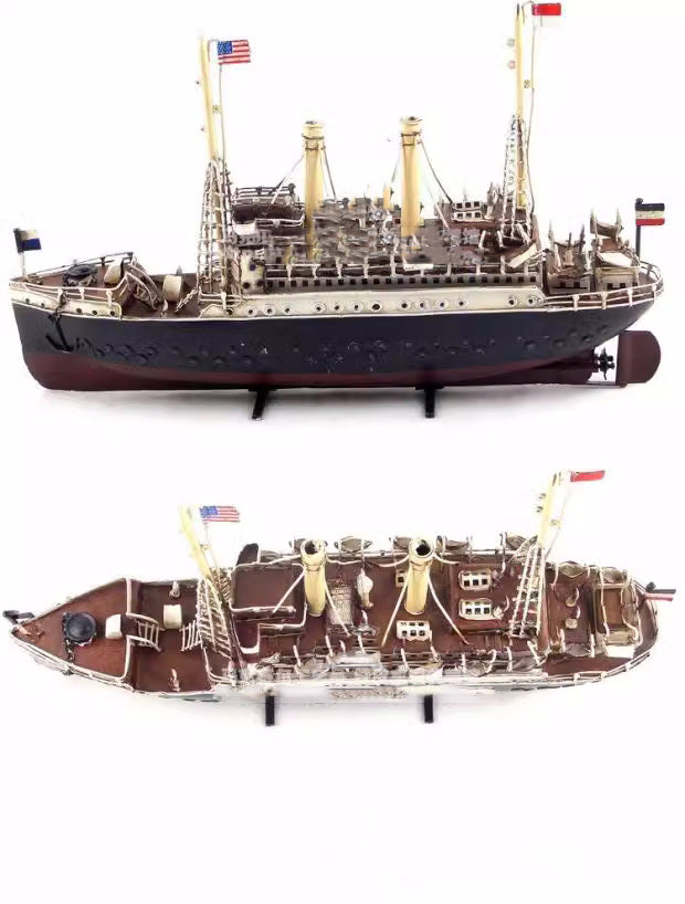 Vintage Handcrafted Luxury Ocean Liner Model Ship - Retro Nautical Decor for Bar, Office & Home