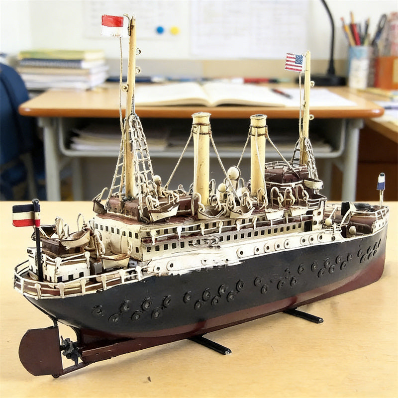 Vintage Handcrafted Luxury Ocean Liner Model Ship - Retro Nautical Decor for Bar, Office & Home