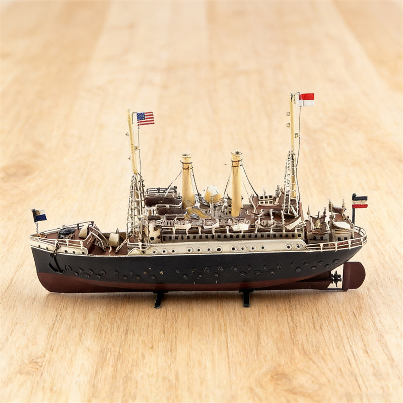 Vintage Handcrafted Luxury Ocean Liner Model Ship - Retro Nautical Decor for Bar, Office & Home