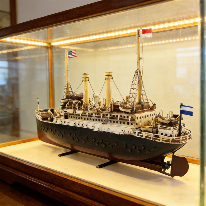 Vintage Handcrafted Luxury Ocean Liner Model Ship - Retro Nautical Decor for Bar, Office & Home