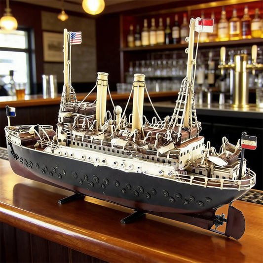 Vintage Handcrafted Luxury Ocean Liner Model Ship - Retro Nautical Decor for Bar, Office & Home