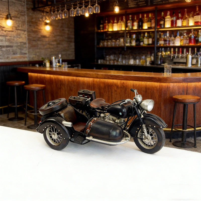 Vintage Sidecar Motorcycle Model for Timeless Decor,Handmade wrought Iron Decorations