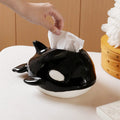 Whimsical Orca Killer Whale Ceramic Tissue Box Cover - Cute Marine Animal Desktop Facial Tissue Dispenser Holder