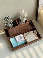 Wooden Desk Organizer with Multi - Compartments - For Makeup, Pens, and Office Supplies