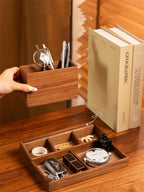Wooden Desk Organizer with Multi - Compartments - For Makeup, Pens, and Office Supplies