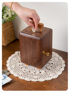 Wooden Piggy Bank with Lock and Handle, Portable Cash & Coin Storage Box