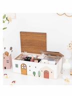 Cute House - Shaped Wooden Storage Box, Double - Compartment Organizer for Home