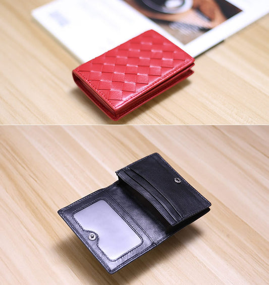 Woven Genuine Sheepskin Card Holder,Card Pack, Leather Wallet