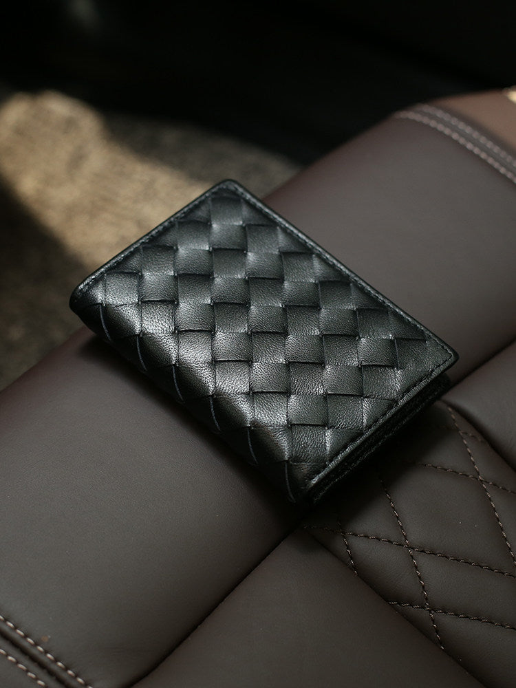 Woven Genuine Sheepskin Card Holder,Card Pack, Leather Wallet